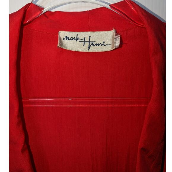 Vintage Mark Henri Long Line Duster Blazer Midi Length Lightweight Red SEE Size - Picture 3 of 8